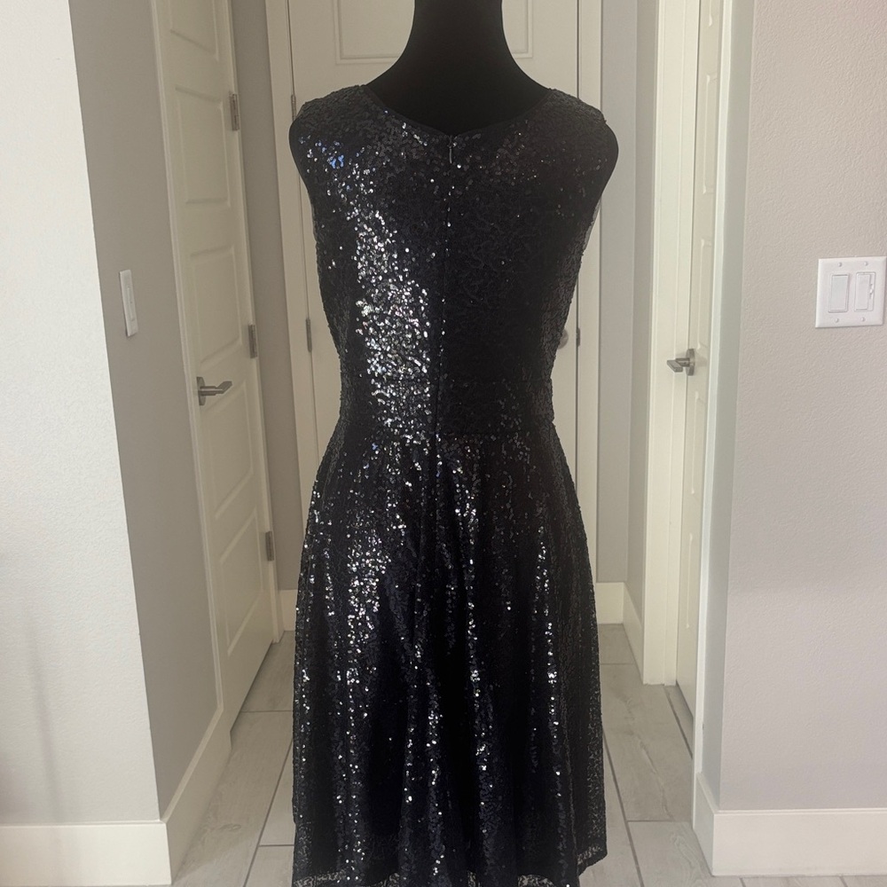 Grace Karin Sleeveless Wrap V-Neck A-line Black Sparkling Sequin Dress Size M - Picture 10 of 13